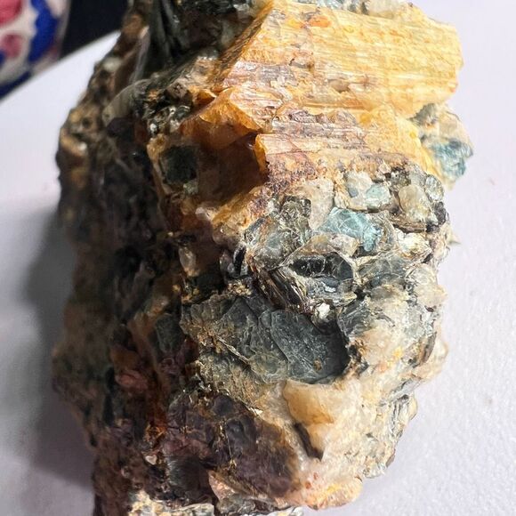 Natural Yellow Tourmaline Specimen with Mica Flake Mineral - Picture 4 of 14